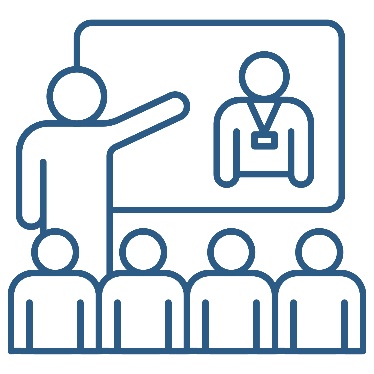 A person presenting to a group of people. They are pointing to a white board that shows a provider.