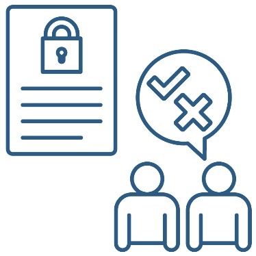 A policy document. There are also two people and one of the people is helping to other to make a decision.