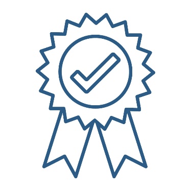 A badge with a tick in the middle.