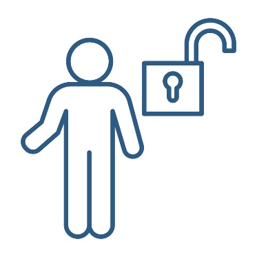 A person with an unlocked padlock next to them.