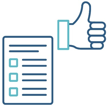 A behaviour support plan document. Next to this is a thumbs up.