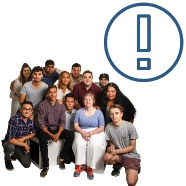 A large group of people. Above them is an importance icon.