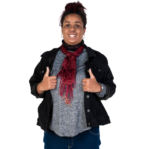 A person giving 2 thumbs up.