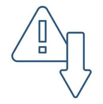 A problem icon. Next to it is an arrow pointing down.