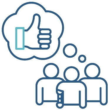 Above them is a thought bubble with a thumbs up inside it.