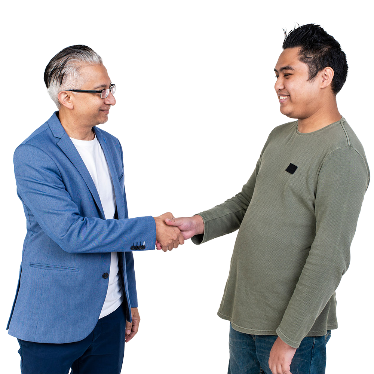 2 people shaking hands.