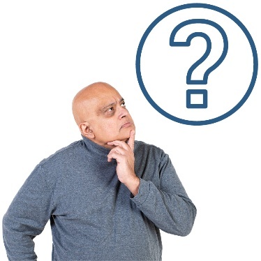 A person thinking. Above them is a question mark.