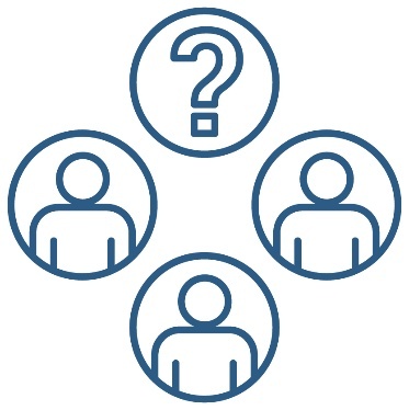 4 people. One person has a question mark over them.