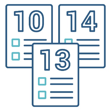 3 bulletins. One shows a number '10', one shows a number '14' and one shows a number '15'.