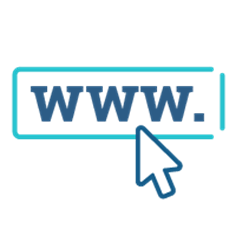 A website icon - a search bar with 'www.' inside it and a mouse cursor hovering over it.