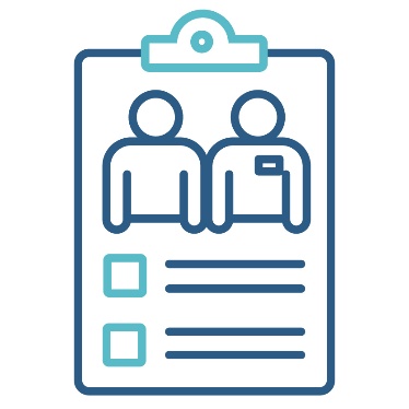 A document on a clipboard showing an icon of a provider supporting a person and 2 unticked checkboxes.