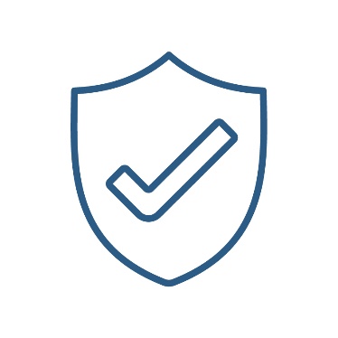 A safety icon. A shield with a tick.