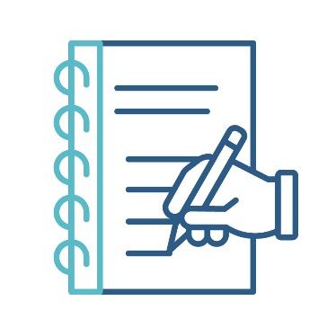 A person writing on a report document.