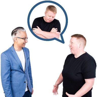 A person sharing their experiences with someone else.