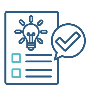 A behaviour support plan document. It has an icon of a lightbulb and 2 checkboxes on it. There is a speech bubble next to it with a tick inside of it.