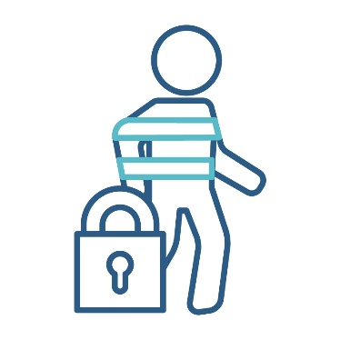 A person trying to move around next to a lock icon.