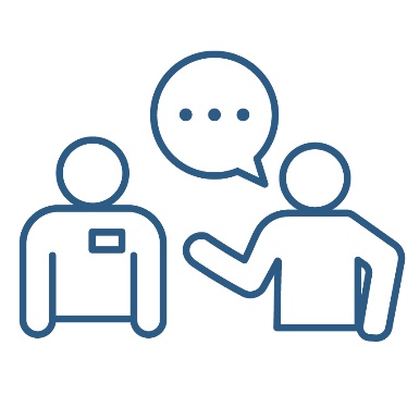 A provider and a person talking to them.