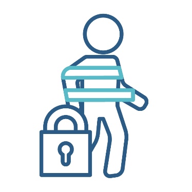 A person trying to move around next to a lock icon.