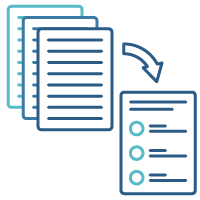 A long document with an arrow pointing to a shorter Easy Read document.