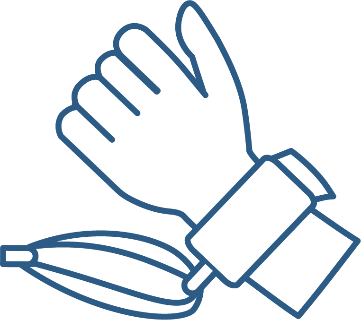 A hand with a strap around the wrist preventing it from moving.