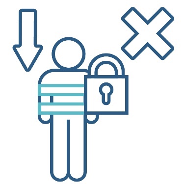A restrictive practices icon with an arrow pointing down and a cross.
