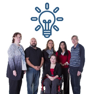 A diverse group of people with a glowing lightbulb above them.