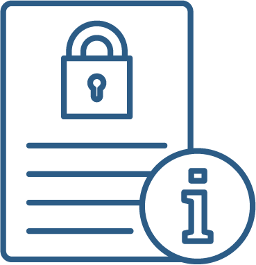 An information icon and a document showing a locked padlock.
